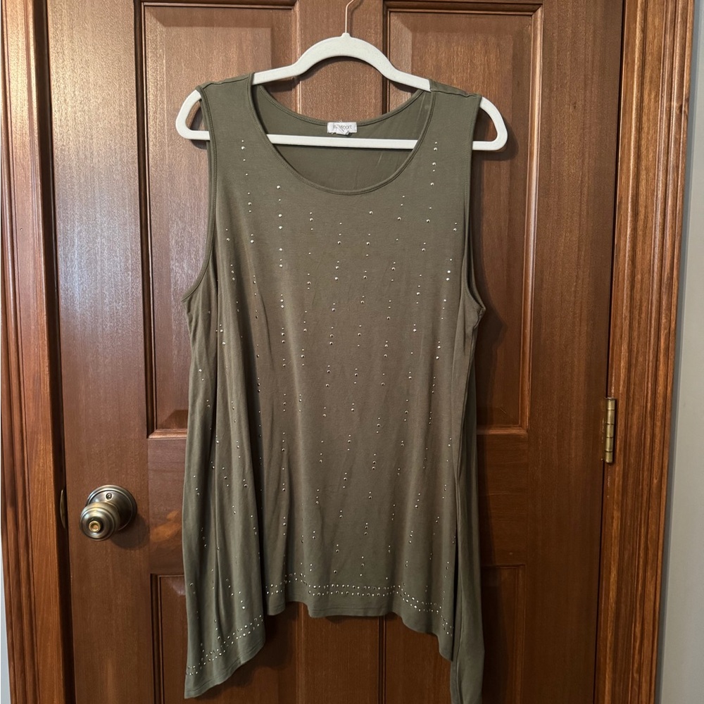 Westport Khaki Tank Top with Stud Details